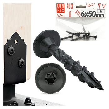 Talířový šroub 6x50 na kotevní patku černý 6ks.