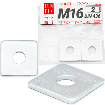 Pozinkovaná čtyřhranná podložka M16 50x50x4,5 mm 2 ks