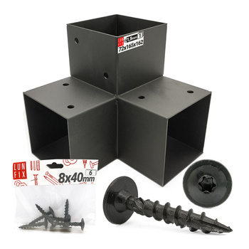 Spojka trámů Y 7x7cm + šrouby