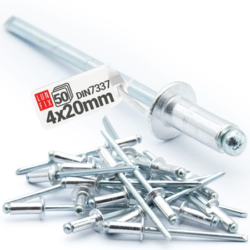 Nýt trhací 4x20mm hliník/ocel se zapuštěnou hlavou 50ks