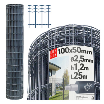 Antracitové svařované pletivo poplastované role 25m oko 100x50 drát 2,5 mm výška 1,2m