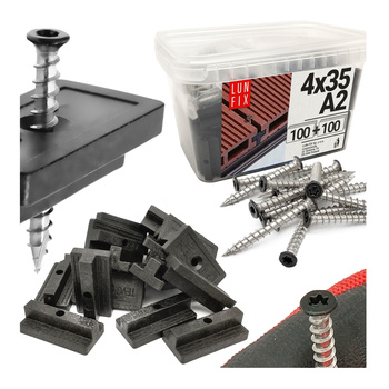 Montážní klipy pro terasová prkna se šroubem 4x35 mm 100ks.