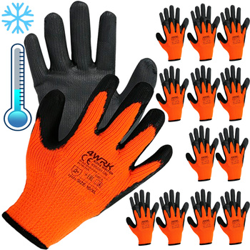 Pracovní zimní rukavice povlečené latexem 10 XL 12 párů