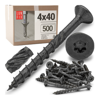 Tesařské černé šrouby 4x40 se zapustnou hlavou pozinkované 500ks