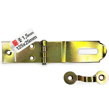 Kloubová petlice 125x25x1,5 mm žlutě pozinkovaná 1ks.