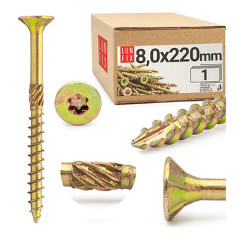 Tesařský vrut se zápustnou hlavou 8x220 1ks.