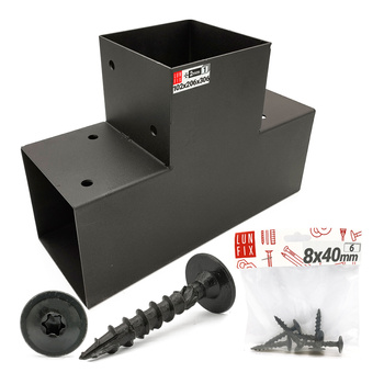 Spojka trámů T 10x10cm + šrouby