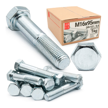 Metrický šroub M16x95 částečný závit DIN 931 třída 8.8 pozink. 1kg