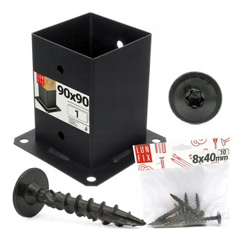 Černá patka 9x9 cm + šrouby