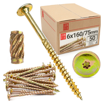 Tesařský talířový vrut 6x160 do dřeva WKCP 50ks.