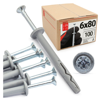 Hmoždinky natloukací 6x80 hříbek, rozpěrné 100 ks.