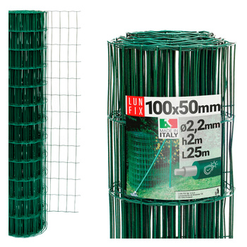 Zelené svařované pletivo poplastované role 25m oko 100x50 drát 2,2 mm výška 2m