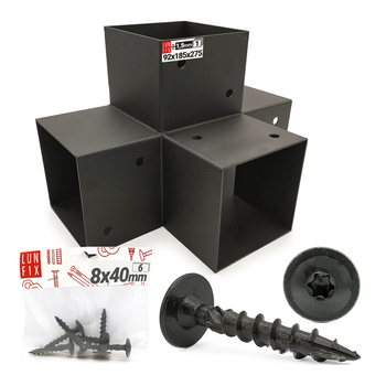 Spojka trámů X 9x9cm + šrouby