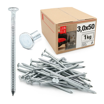 Vroubkované hřebíky 3x50 mm 2" pozinkované 1kg