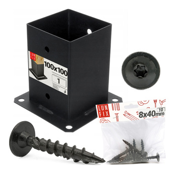 Černá patka 10x10 cm + šrouby