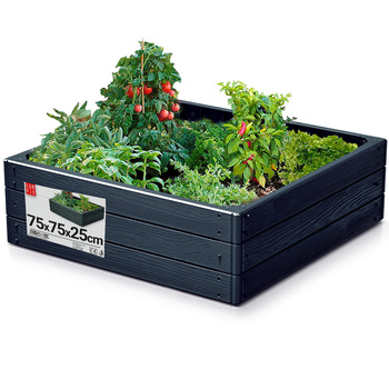 Zahradní záhon 75x75x25cm antracit pro zeleninu
