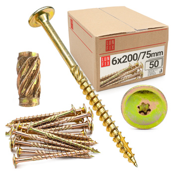 Tesařský talířový vrut 6x200 do dřeva WKCP 50ks.