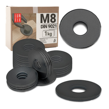 Velkoplošná podložka M8 černý pozink DIN9021 1kg