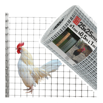 Svařované chovatelské pletivo oko 25x25 drát 1mm pozinkované h0,5m role 1m