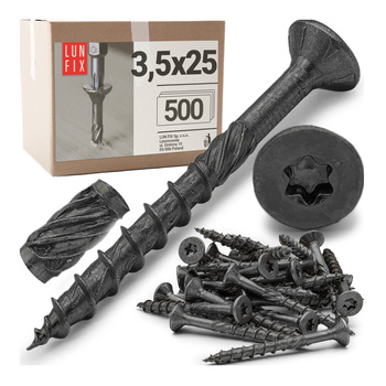 Tesařské černé šrouby 3,5x25 se zapustnou hlavou pozinkované 500ks