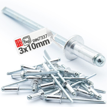 Nýt trhací 3x10mm hliník/ocel se zapuštěnou hlavou 1kg