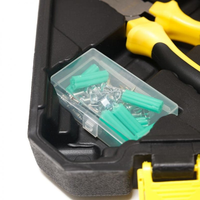 Sada domácích nástrojů AKU šroubovák USB vrtáky bity 110 kusů