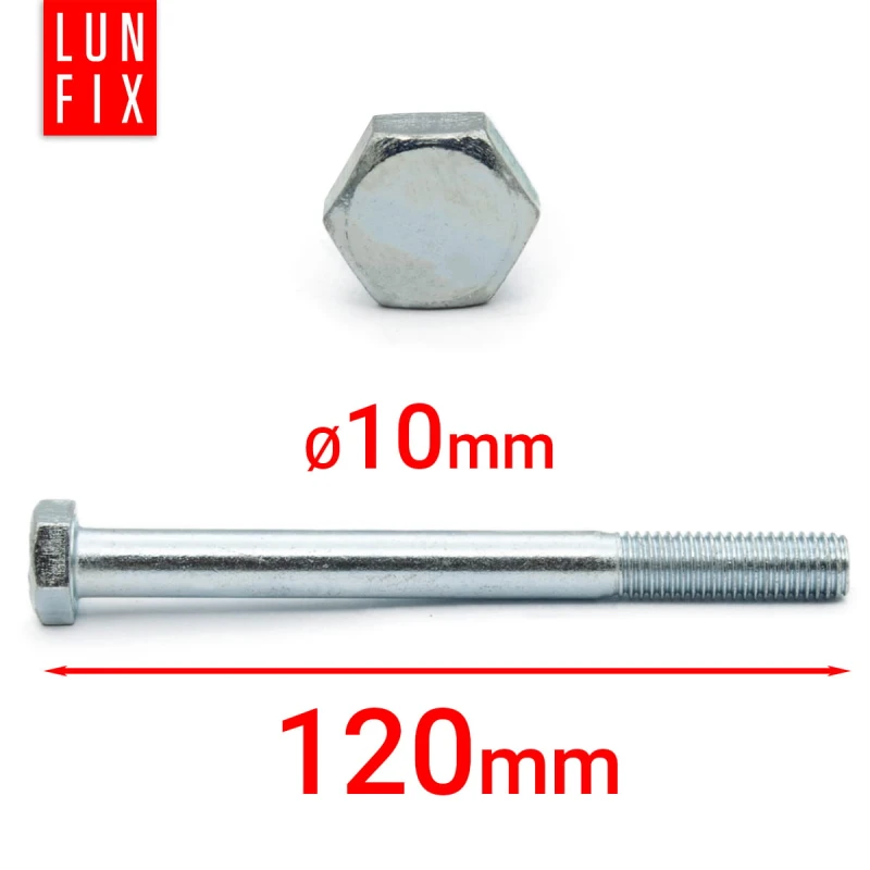 Metrický šroub M10x120 částečný závit DIN 931 třída 5.8 pozink. 1kg