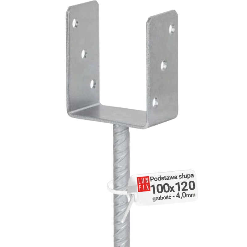 Podstawa słupa do wmurowania 100 mm kotwa z prętem do betonu