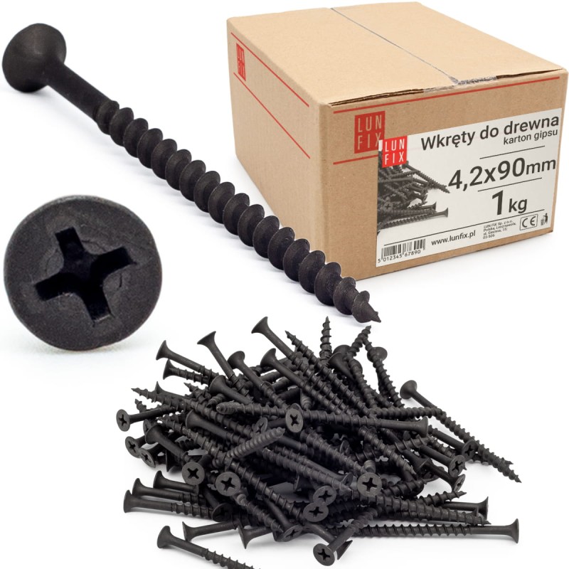 Wkręty do płyt gipsowych g-k 4,2x90 do drewna KGD 1kg