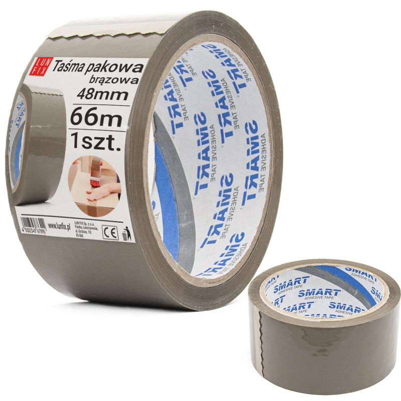 Taśma pakowa brązowa akryl Smart 48mm/66m