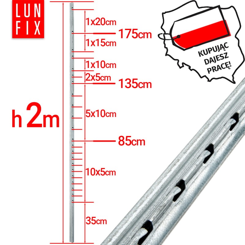 Słupek ogrodzeniowy leśny 200cm 2m
