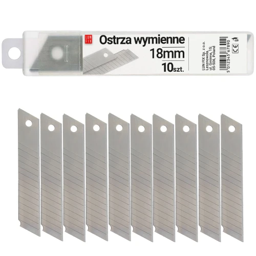 Odlamovací nůž 18 mm s vyměnitelnými čepelemi 10 ks.