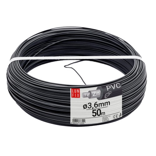 Napínací drát šedý pozinkovaný povlečený PVC 3,6 mm 50 m