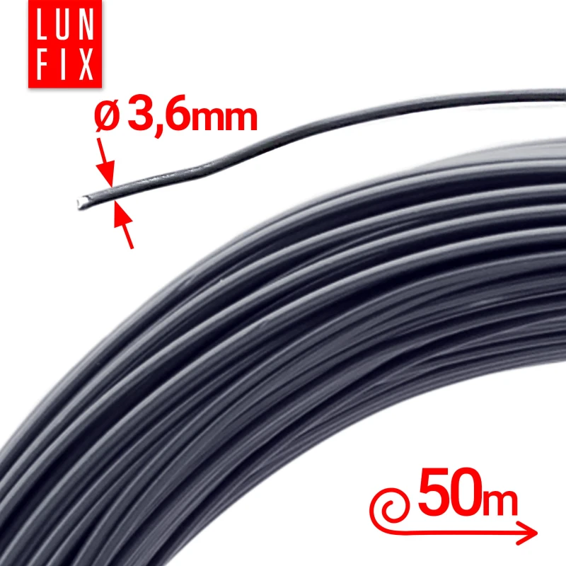 Napínací drát šedý pozinkovaný povlečený PVC 3,6 mm 50 m