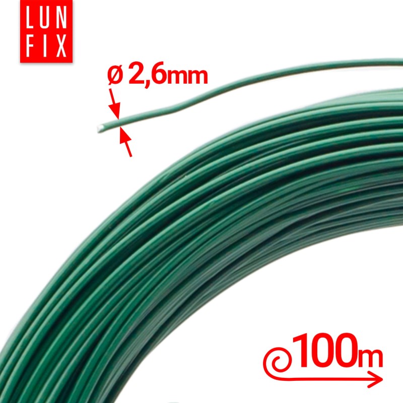 Drut naciągowy do siatki 2.6mm zielony ocynkowany powlekany PCV 100mb