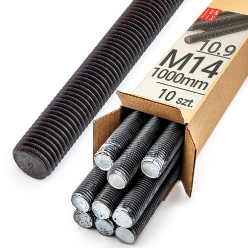 Závitová tyč M14 černá 1000 mm 10.9 10ks.
