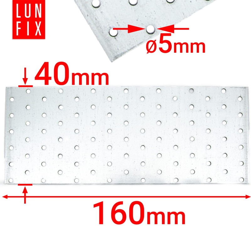 Płytka perforowana 160x40x2 PP4 łącznik ciesielski płaski 1szt.