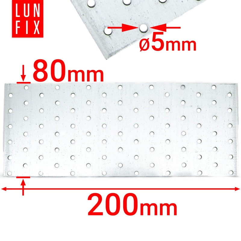 Płytka perforowana 200x80x2 PP17 łącznik ciesielski płaski 10szt.