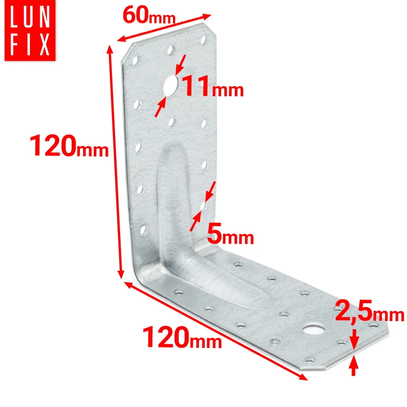 Úhelník s prolisem KP12 120x120x60x2,5 10 ks.