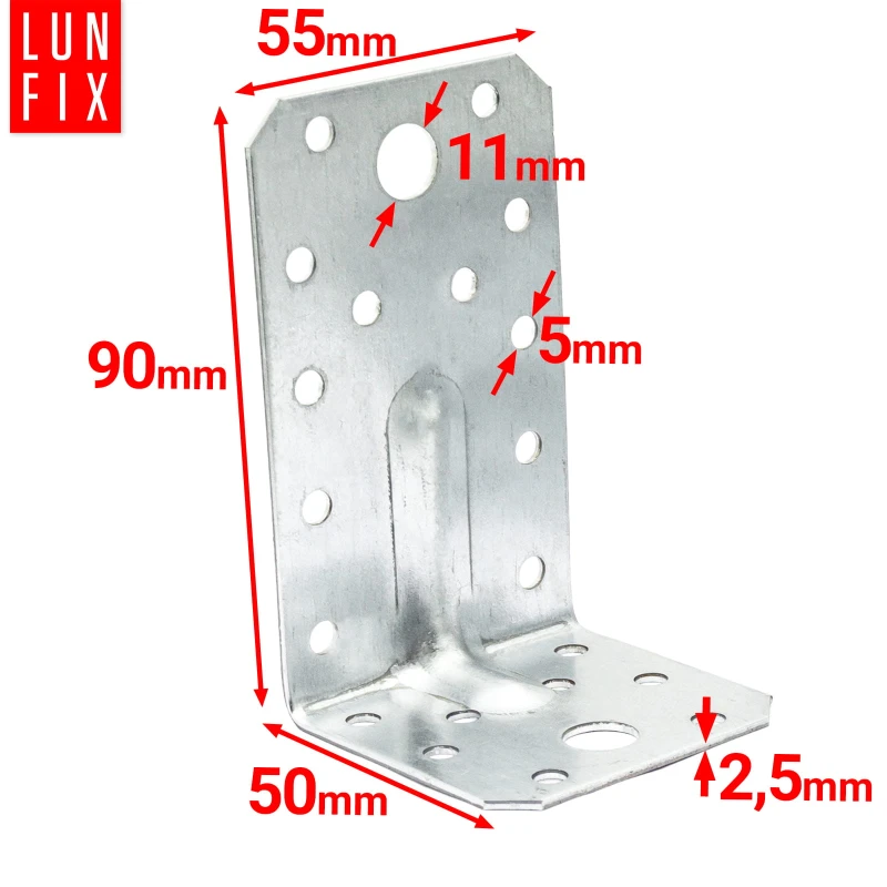 Úhelník s prolisem KP3 50x90x55x2,5 10 ks.