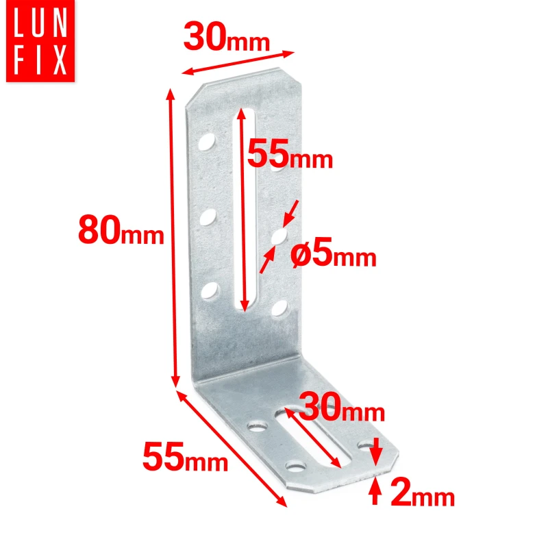 Oboustranně nastavitelný úhelník KRD3 80x55x30x2 mm 10 ks.
