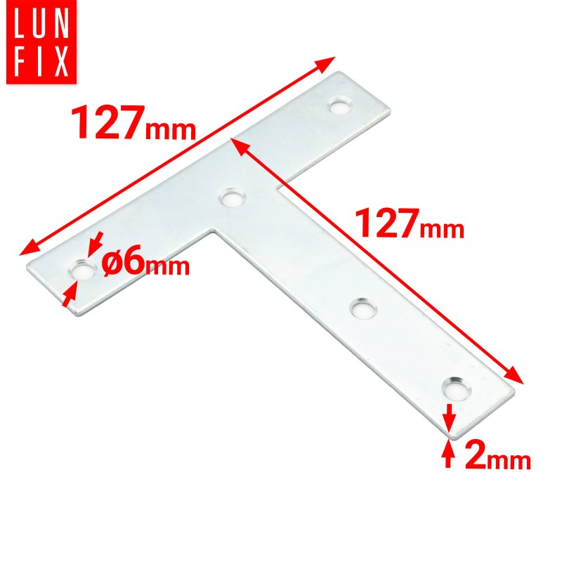Łącznik płaski typu "T" 127x127x25x2,0 mm KT127 1szt.
