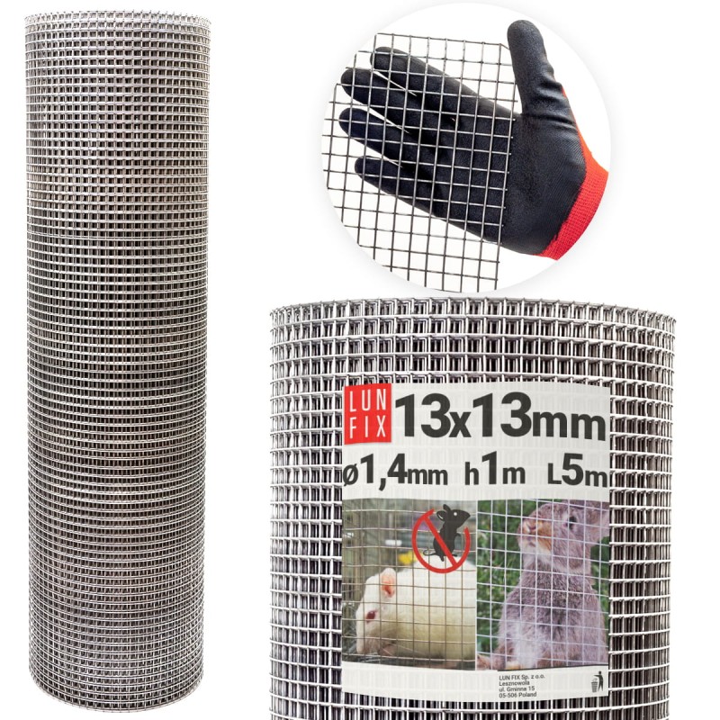 Siatka przeciw gryzoniom 100cm 13x13 fi1,4mm zgrzewana ocynkowana 5mb