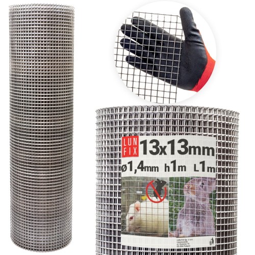 Svařované pletivo proti hlodavcům 100cm 13x13 fi 1,4mm pozinkované 1m