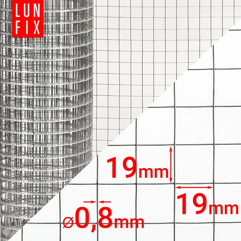 Svařované chovatelské pletivo oko 19x19 drát 0,8mm pozinkované h1m role 25m