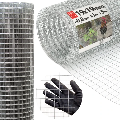 Svařované chovatelské pletivo oko 19x19 drát 0,8mm pozinkované h1m role 5m