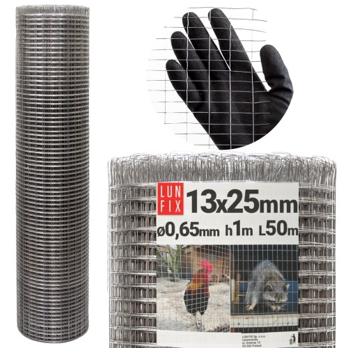 Svařované chovatelské pletivo oko 13x25 drát 0,65mm pozinkované h1m role 50m