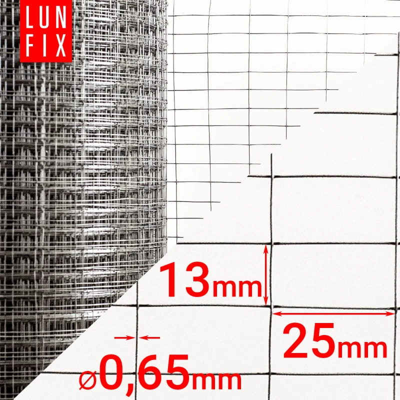Svařované chovatelské pletivo oko 13x25 drát 0,65mm pozinkované h1m role 1m