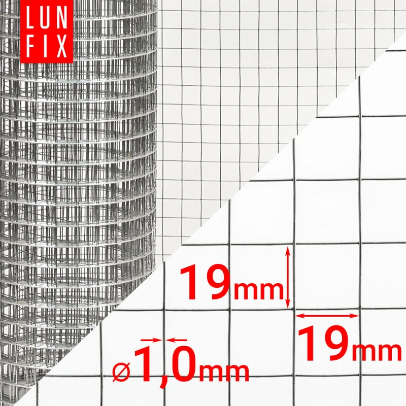 Svařované chovatelské pletivo oko 19x19 drát 1mm pozinkované h1m role 25m