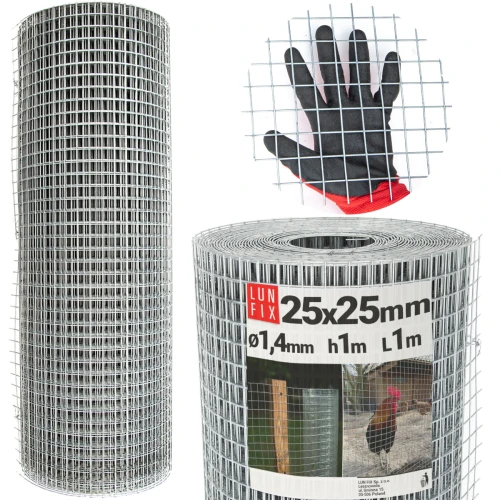 Svařované chovatelské pletivo oko 25x25 drát 1,4mm pozinkované h1m role 1m